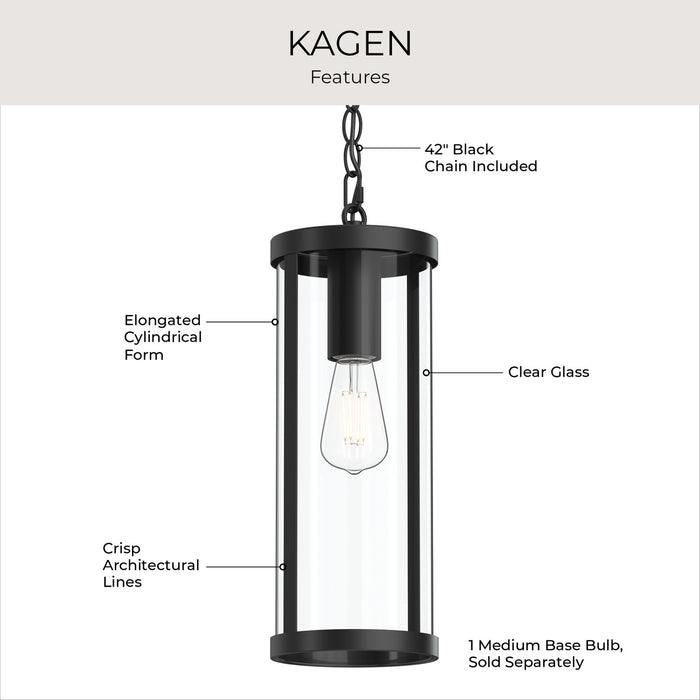 Progress Lighting - P550145-31M - One Light Outdoor Pendant - Kagen - Matte Black