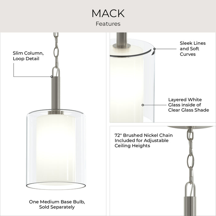 Progress Lighting - P500515-009 - One Light Pendant - Mack - Brushed Nickel