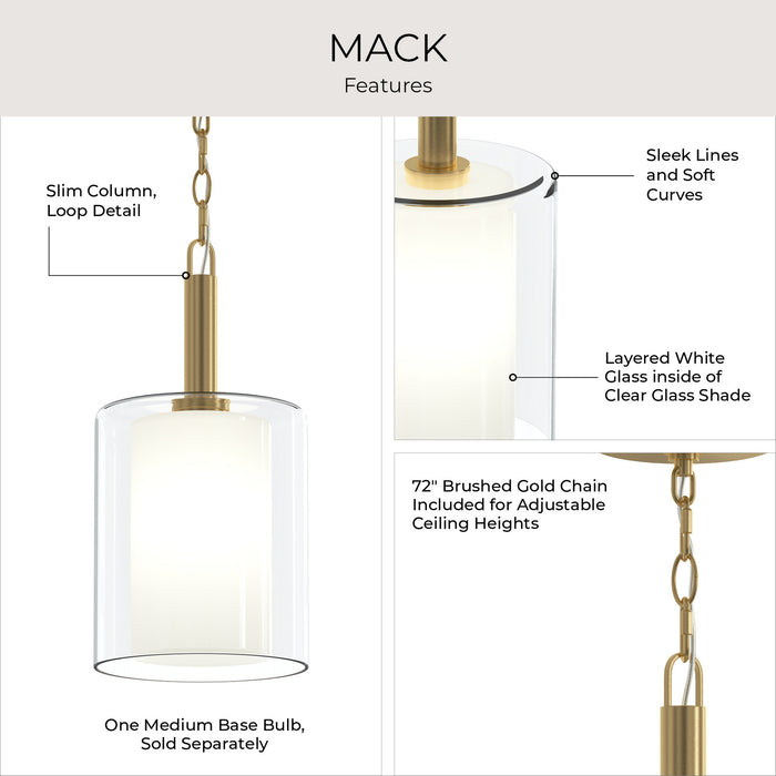 Progress Lighting - P500515-191 - One Light Pendant - Mack - Brushed Gold