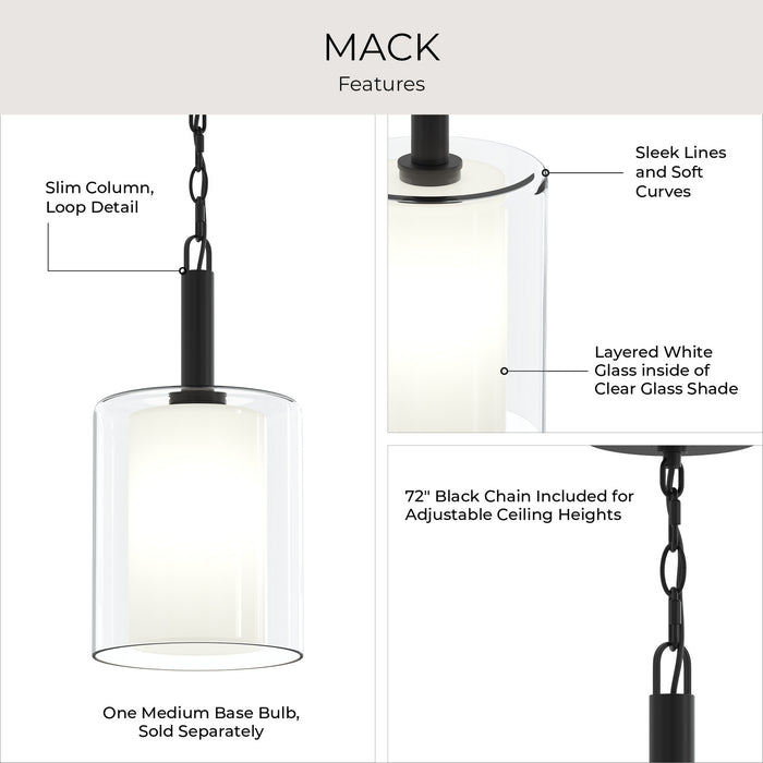 Progress Lighting - P500515-31M - One Light Pendant - Mack - Matte Black