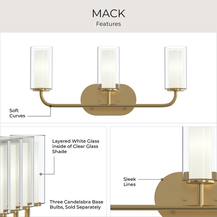 Progress Lighting - P300576-191 - Three Light Bath Vanity - Mack - Brushed Gold