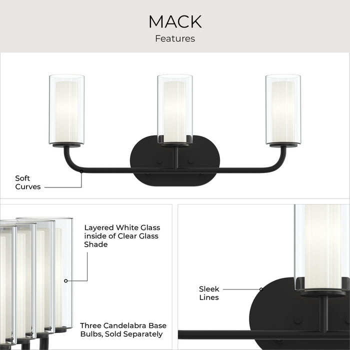 Progress Lighting - P300576-31M - Three Light Bath Vanity - Mack - Matte Black