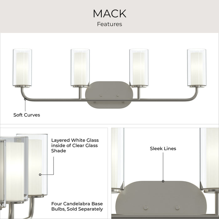 Progress Lighting - P300577-009 - Four Light Bath Vanity - Mack - Brushed Nickel