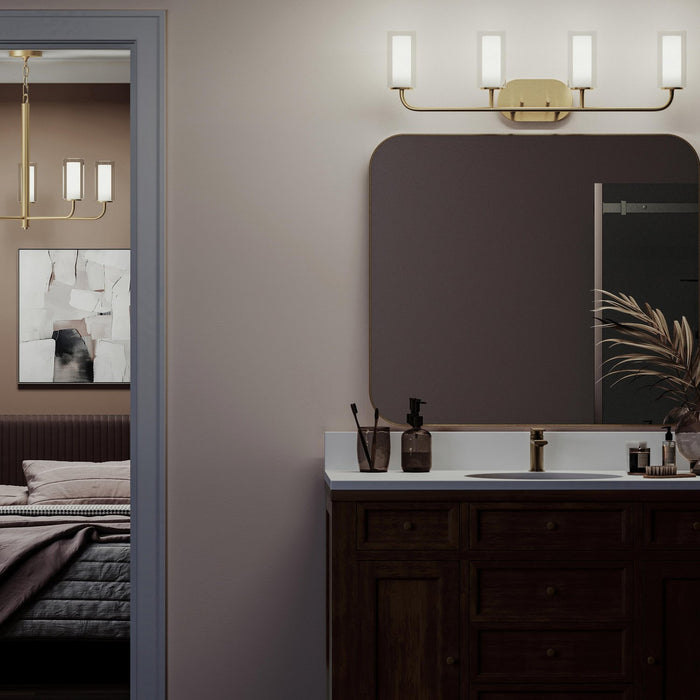 Progress Lighting - P300577-191 - Four Light Bath Vanity - Mack - Brushed Gold