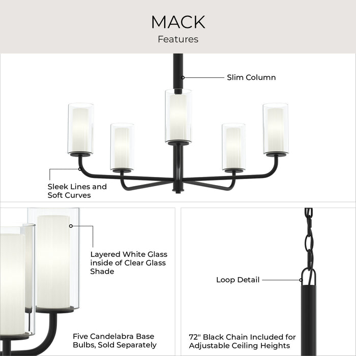 Progress Lighting - P400475-31M - Five Light Chandelier - Mack - Matte Black