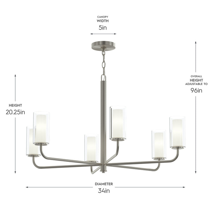 Progress Lighting - P400477-009 - Six Light Chandelier - Mack - Brushed Nickel