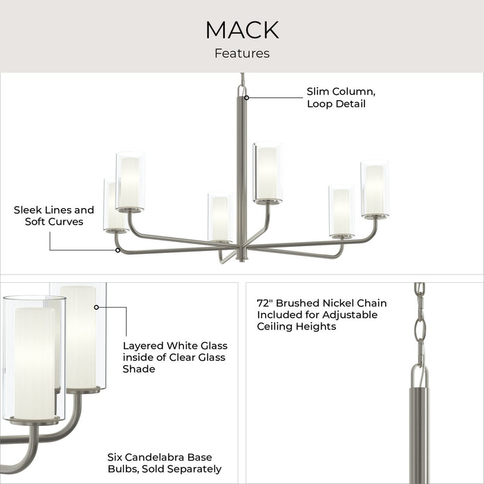 Progress Lighting - P400477-009 - Six Light Chandelier - Mack - Brushed Nickel