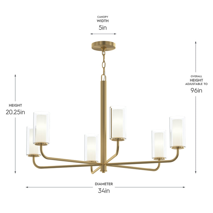 Progress Lighting - P400477-191 - Six Light Chandelier - Mack - Brushed Gold