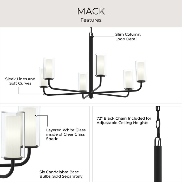 Progress Lighting - P400477-31M - Six Light Chandelier - Mack - Matte Black