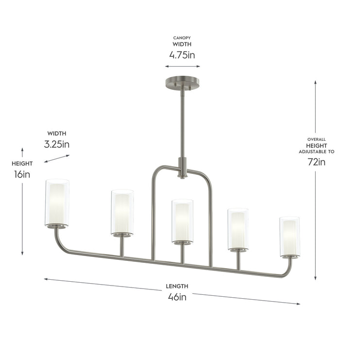 Progress Lighting - P400476-009 - Five Light Linear Chandelier - Mack - Brushed Nickel