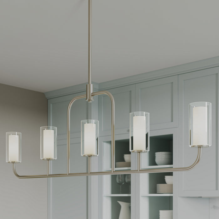 Progress Lighting - P400476-009 - Five Light Linear Chandelier - Mack - Brushed Nickel