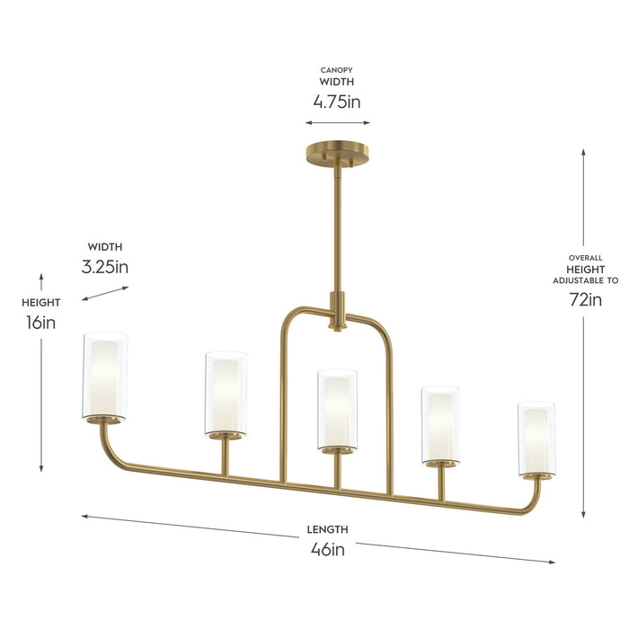 Progress Lighting - P400476-191 - Five Light Linear Chandelier - Mack - Brushed Gold