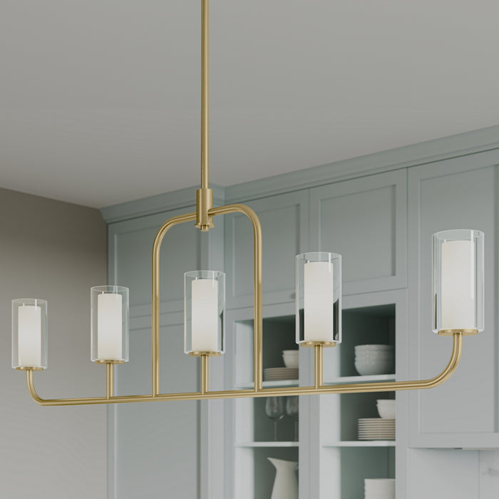 Progress Lighting - P400476-191 - Five Light Linear Chandelier - Mack - Brushed Gold