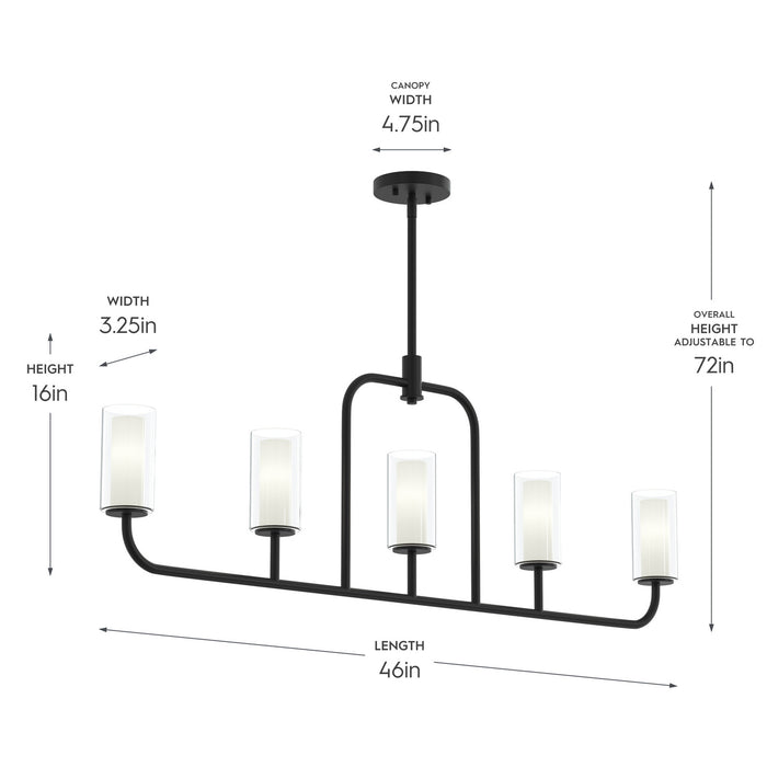 Progress Lighting - P400476-31M - Five Light Linear Chandelier - Mack - Matte Black