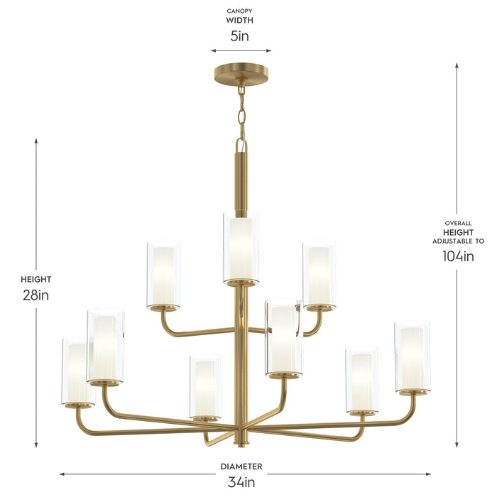 Progress Lighting - P400478-191 - Nine Light Chandelier - Mack - Brushed Gold