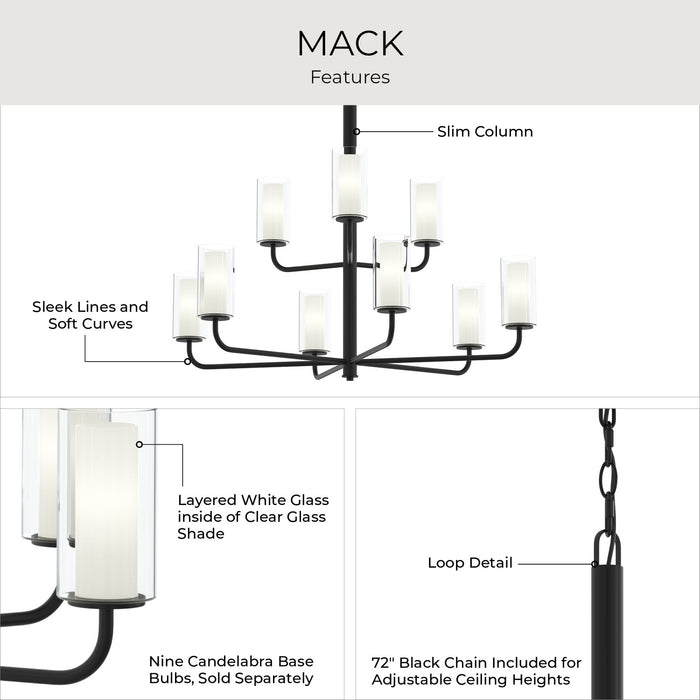Progress Lighting - P400478-31M - Nine Light Chandelier - Mack - Matte Black