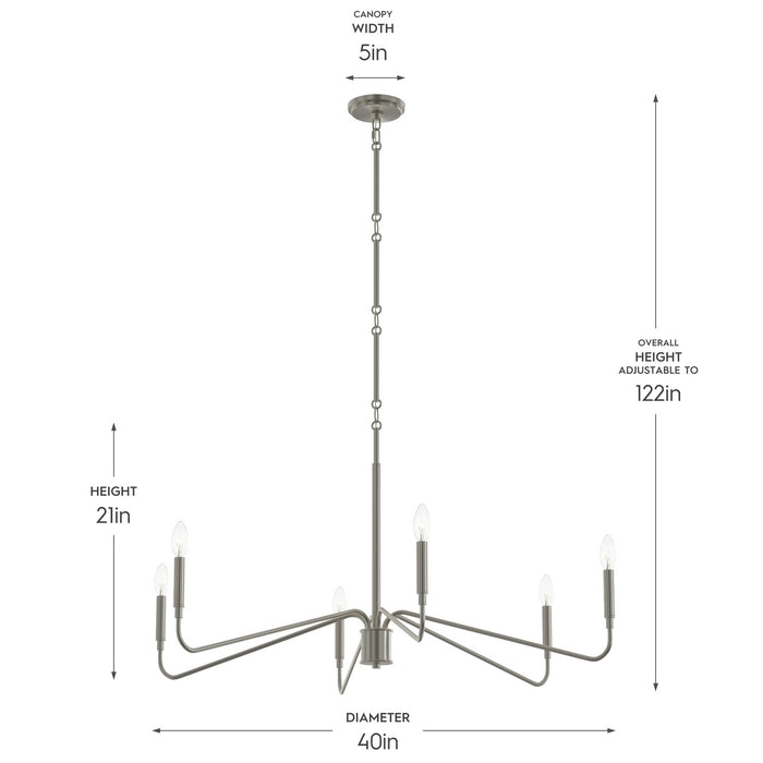 Progress Lighting - P400472-009 - Six Light Chandelier - Pilar - Brushed Nickel