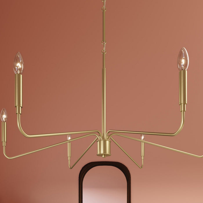 Progress Lighting - P400472-191 - Six Light Chandelier - Pilar - Brushed Gold