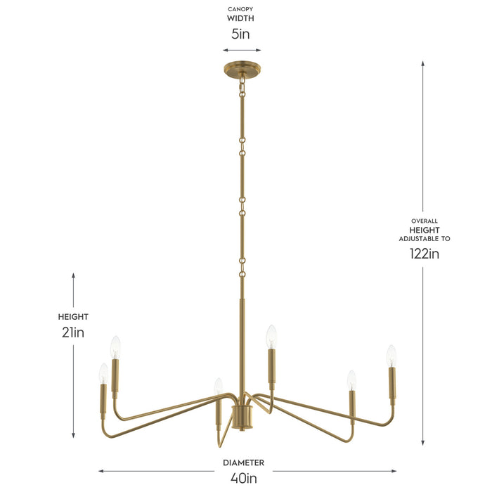 Progress Lighting - P400472-191 - Six Light Chandelier - Pilar - Brushed Gold