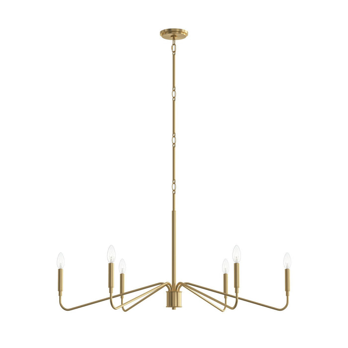 Progress Lighting - P400472-191 - Six Light Chandelier - Pilar - Brushed Gold
