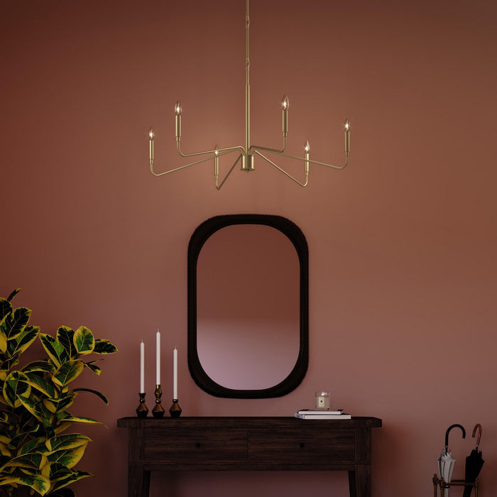 Progress Lighting - P400472-191 - Six Light Chandelier - Pilar - Brushed Gold