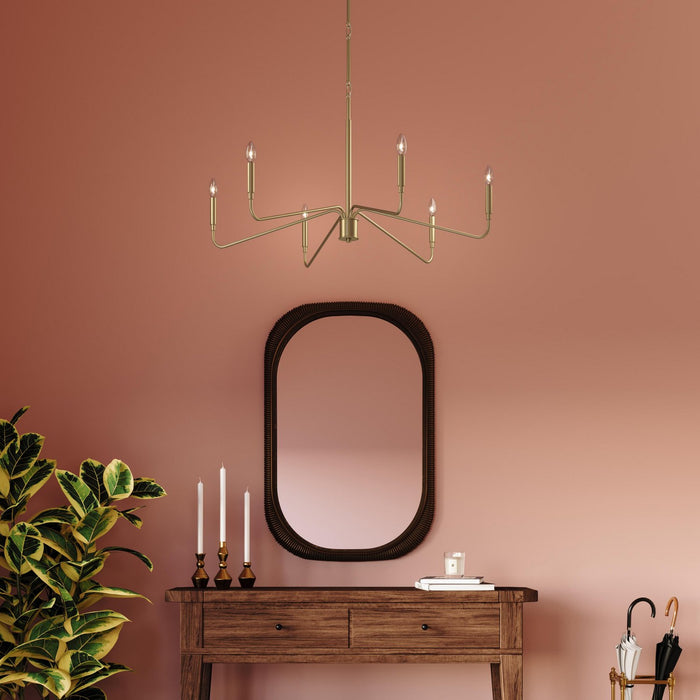 Progress Lighting - P400472-191 - Six Light Chandelier - Pilar - Brushed Gold