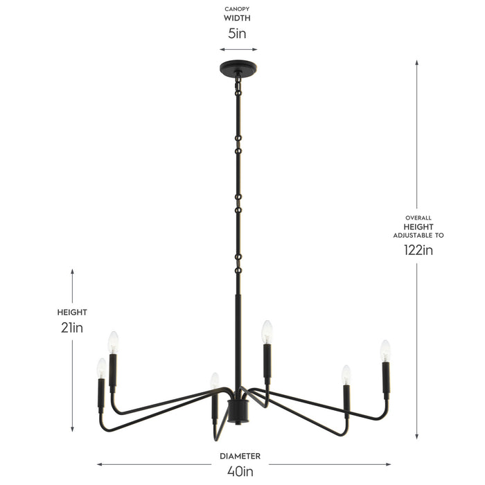 Progress Lighting - P400472-31M - Six Light Chandelier - Pilar - Matte Black