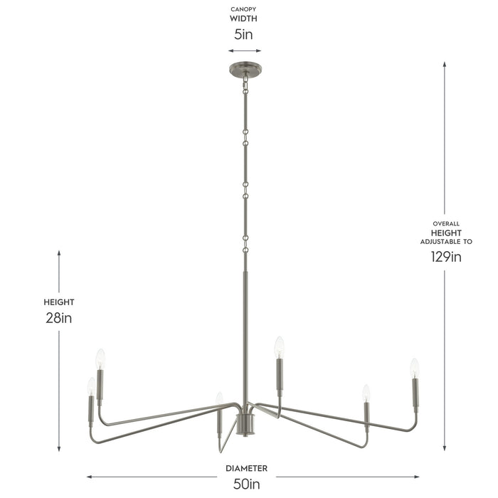 Progress Lighting - P400473-009 - Six Light Chandelier - Pilar - Brushed Nickel