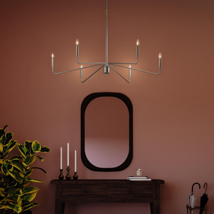 Progress Lighting - P400473-009 - Six Light Chandelier - Pilar - Brushed Nickel