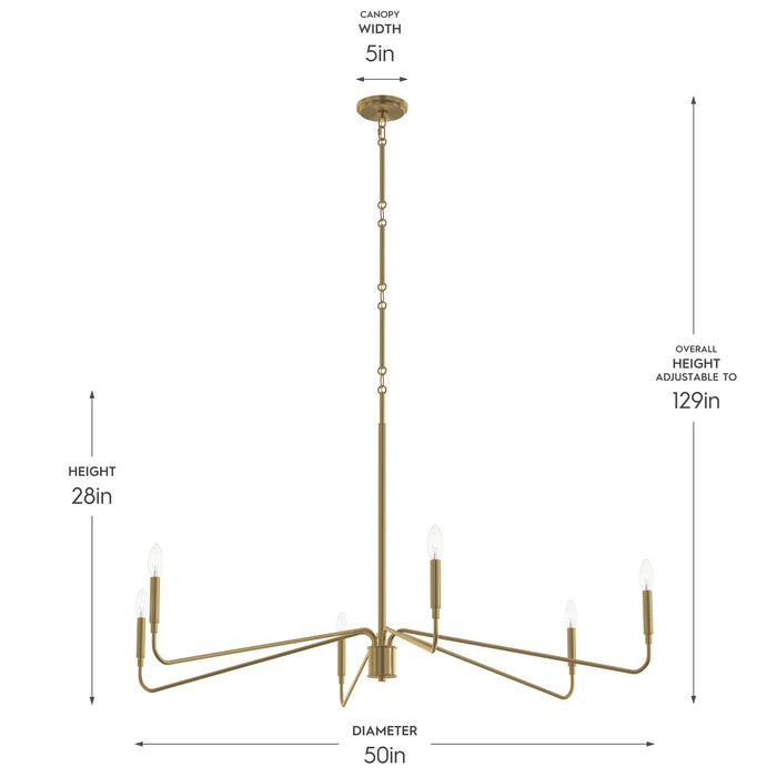 Progress Lighting - P400473-191 - Six Light Chandelier - Pilar - Brushed Gold