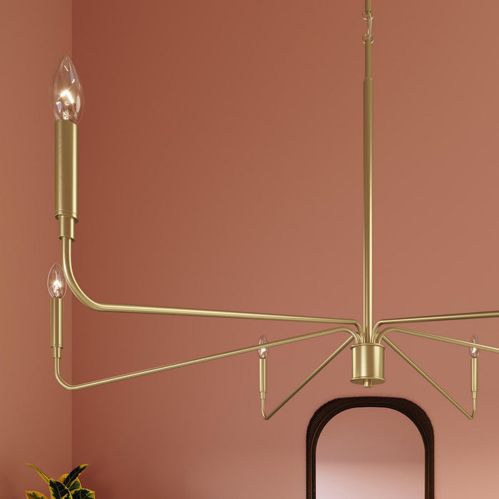 Progress Lighting - P400473-191 - Six Light Chandelier - Pilar - Brushed Gold