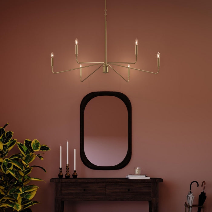 Progress Lighting - P400473-191 - Six Light Chandelier - Pilar - Brushed Gold