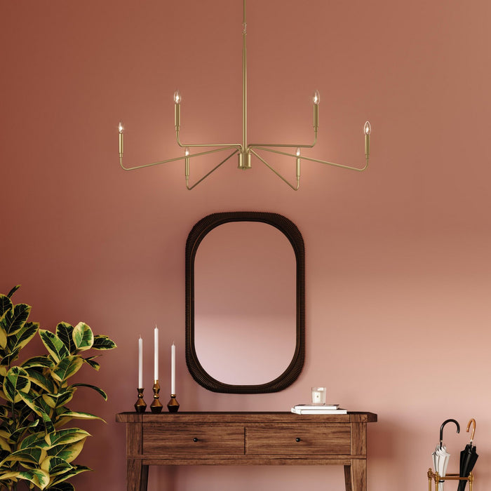 Progress Lighting - P400473-191 - Six Light Chandelier - Pilar - Brushed Gold