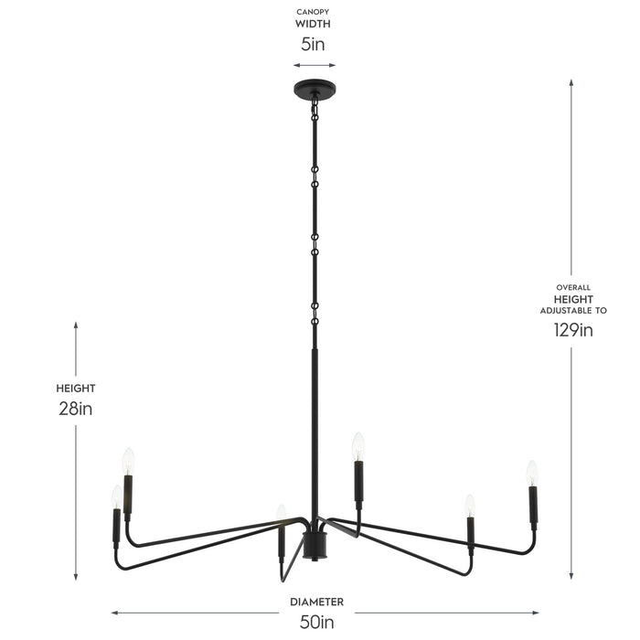 Progress Lighting - P400473-31M - Six Light Chandelier - Pilar - Matte Black