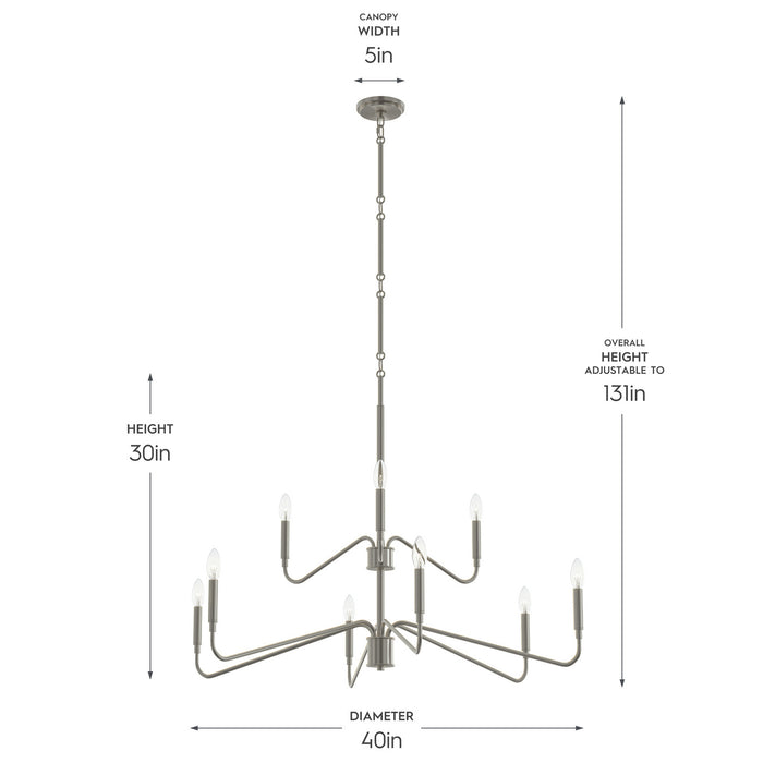 Progress Lighting - P400474-009 - Nine Light Chandelier - Pilar - Brushed Nickel