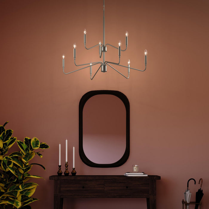 Progress Lighting - P400474-009 - Nine Light Chandelier - Pilar - Brushed Nickel