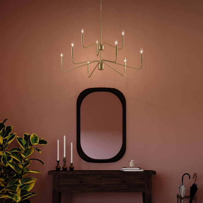 Progress Lighting - P400474-191 - Nine Light Chandelier - Pilar - Brushed Gold