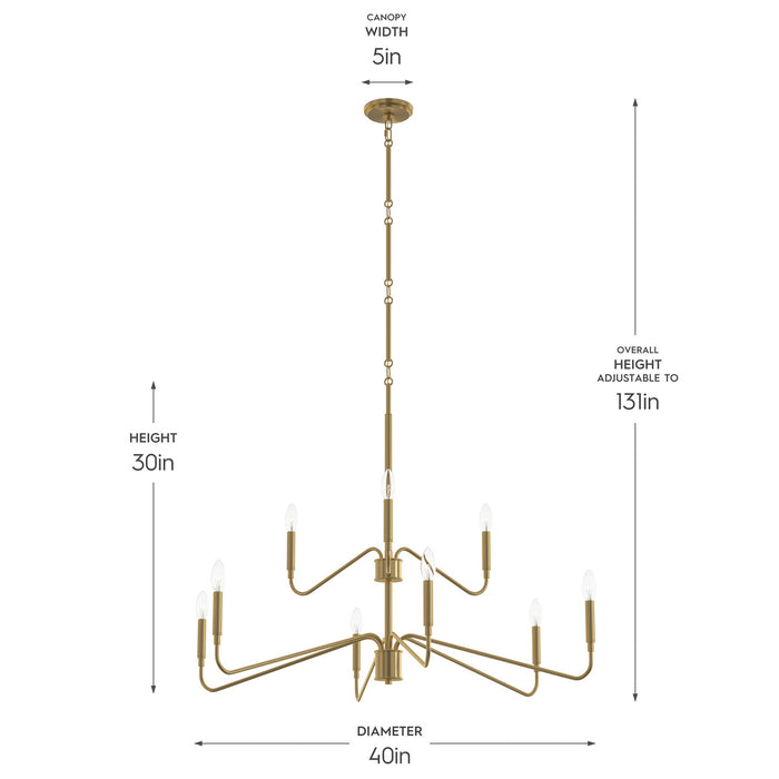Progress Lighting - P400474-191 - Nine Light Chandelier - Pilar - Brushed Gold