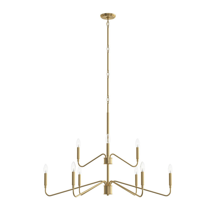 Progress Lighting - P400474-191 - Nine Light Chandelier - Pilar - Brushed Gold