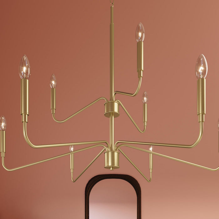 Progress Lighting - P400474-191 - Nine Light Chandelier - Pilar - Brushed Gold