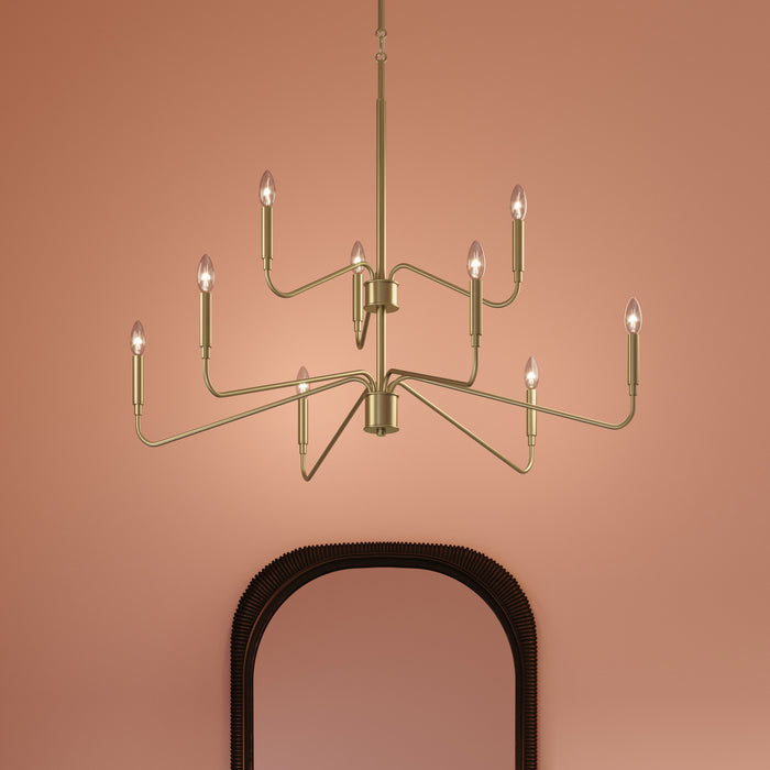 Progress Lighting - P400474-191 - Nine Light Chandelier - Pilar - Brushed Gold