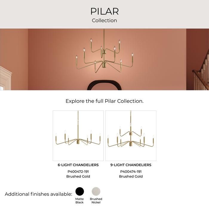 Progress Lighting - P400474-191 - Nine Light Chandelier - Pilar - Brushed Gold