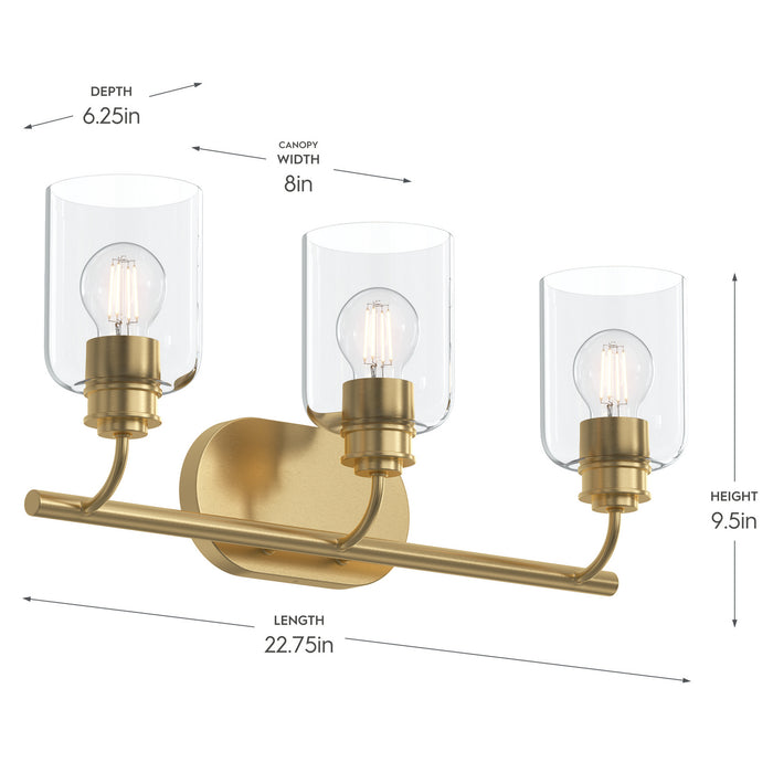 Progress Lighting - P300567-191 - Three Light Bath Vanity - Reines - Brushed Gold