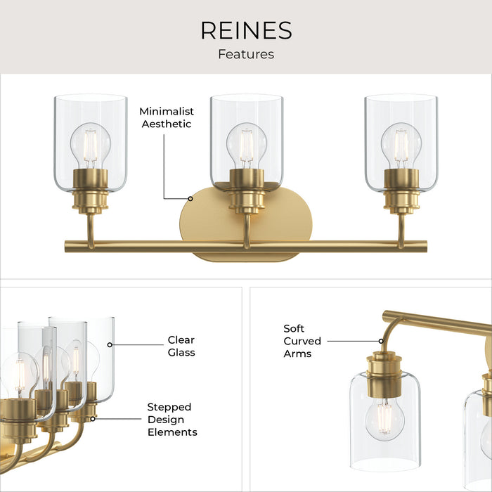 Progress Lighting - P300567-191 - Three Light Bath Vanity - Reines - Brushed Gold