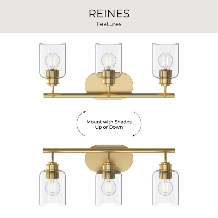 Progress Lighting - P300567-191 - Three Light Bath Vanity - Reines - Brushed Gold