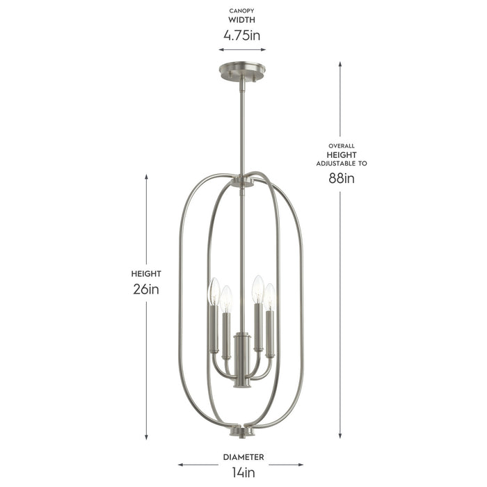 Progress Lighting - P500510-009 - Four Light Foyer Pendant - Reines - Brushed Nickel