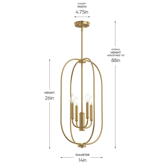 Progress Lighting - P500510-191 - Four Light Foyer Pendant - Reines - Brushed Gold
