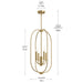 Progress Lighting - P500510-191 - Four Light Foyer Pendant - Reines - Brushed Gold
