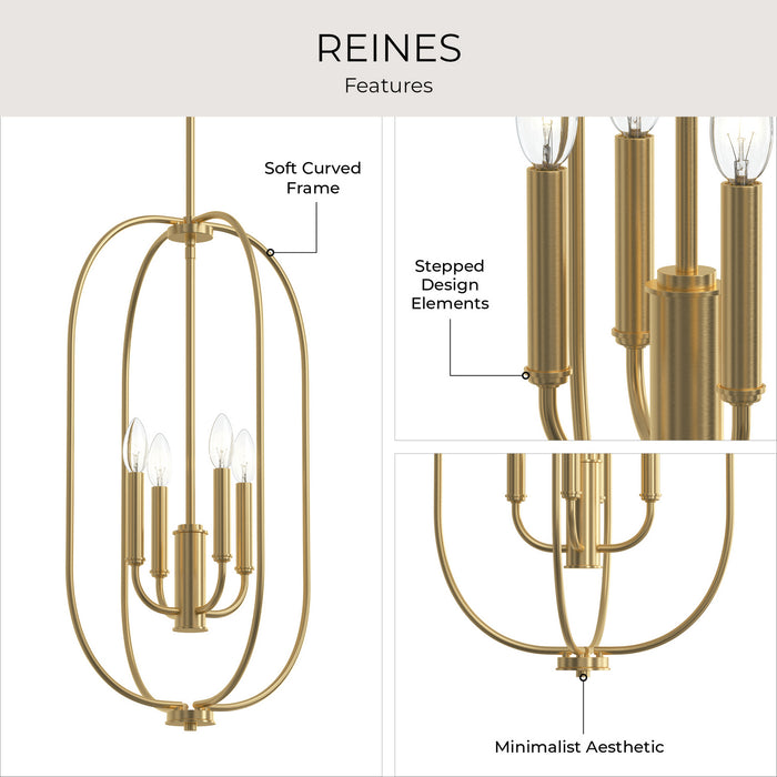 Progress Lighting - P500510-191 - Four Light Foyer Pendant - Reines - Brushed Gold