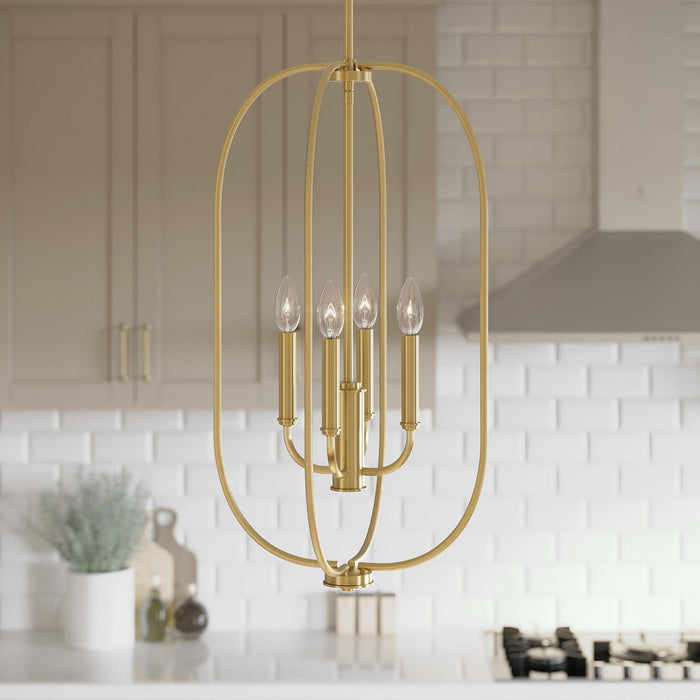 Progress Lighting - P500510-191 - Four Light Foyer Pendant - Reines - Brushed Gold